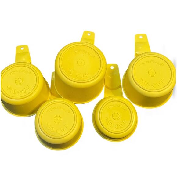 Tupperware Measuring Cups Yellow Nest Stackable Lot x5 761 762 763 764 Vintage - Picture 5 of 13
